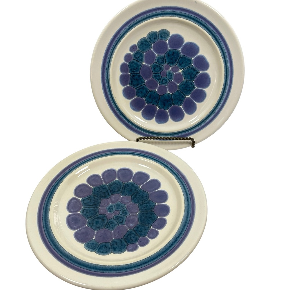 Franciscan‎ Earthenware Moondance Salad Plates 2 Blue Purple MCM Vintage 8.5"